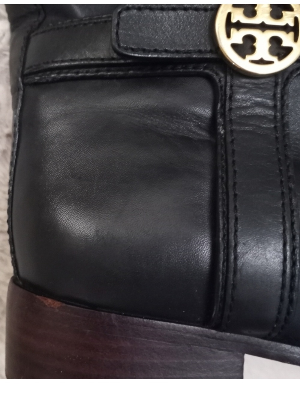 Tory Burch Black Brazilian Leather Gold Logo Equestrian Minimalist 90s Boot 8 - Picture 6 of 10